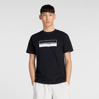 New Balance Uomo Rectangular Logo T-Shirt in Nero, Cotone, Taglia M
