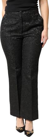 Dolce & Gabbana Womens Floral Brocade High-Waisted Trousers Black