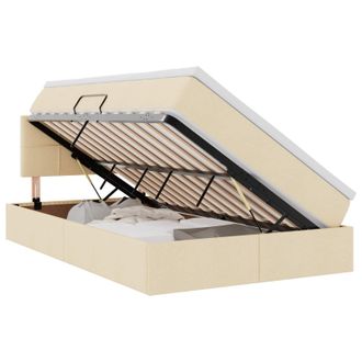 vidaXL Cama De Almacenamiento Led Con Colch&oacute;n Crema 120 X 190 Cm Tela Vidaxl