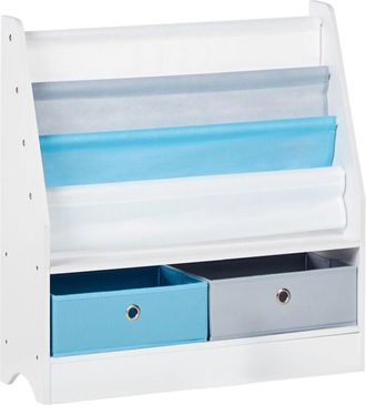 Beliani Beliani - Estanter&iacute;a Librer&iacute;a De 3 Niveles Habitaci&oacute;n Infantil Tablero De Part&iacute;culas Con Dos Cajas De Tela Blanco Tumby