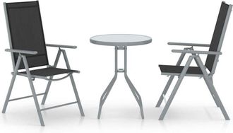 vidaXL 3 Piece Bistro Set Aluminium and Textilene Silver vidaXL