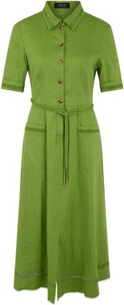 Marc Cain Linnenmix Shirt Dress - Dames - Shirt Kleedjes - Groen - XS - Linnen - Kleedjes