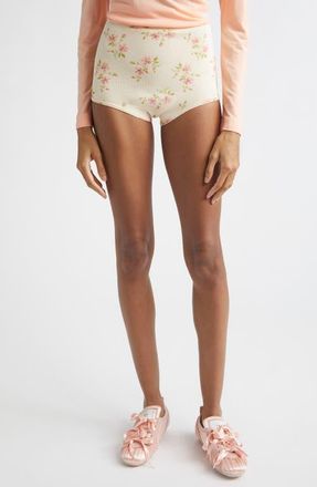 Simone Rocha Tiny Flowers Knit Micro Shorts in Cream Floral at Nordstrom, Size X-Small