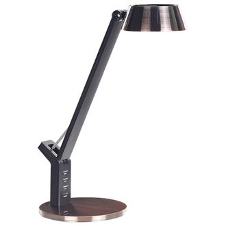Beliani L&aacute;mpara De Oficina Led De Metal Cobrizo 40 Cm Brazo Ajustable Usb Chamaeleon