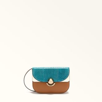 Furla Sfera Crossbody Mini Amatore Blue Blue Elaphe Lux Leather + Soft Calf Leather Woman