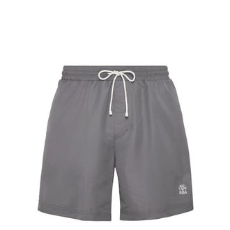 Brunello Cucinelli Logo-embroidered Drawstring Swim Shorts