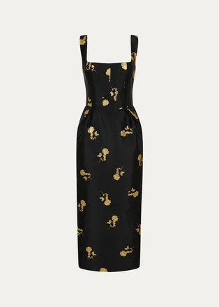 Rebecca Vallance Mariya Floral Jacquard Midi Dress
