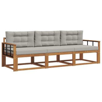 vidaXL Conjunto De Sof&aacute;s De Exterior 3 Pcs Gris Natural Y Claro Vidaxl