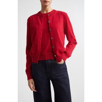 Johnstons of Elgin Iris Cashmere Crewneck Cardigan in Claret at Nordstrom, Size X-Large