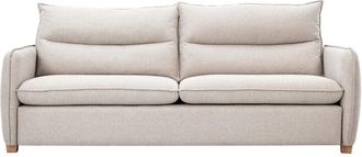 Miliboo Sof&aacute; De 3 Plazas En Tejido Efecto Terciopelo Texturizado Beige Renzo