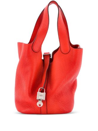 Herm&egrave;s Picotin Lock Bag Clemence PM bucket bag - women - Calf Leather - One Size - Red