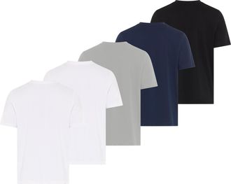 Man's World Rundhalsshirt MANS WORLD, Herren, Gr. 4XL (68/70), wei&szlig;, blau, grau melange, Single Jersey, Obermaterial: 100% Baumwolle, unifarben, Basic, regular fi