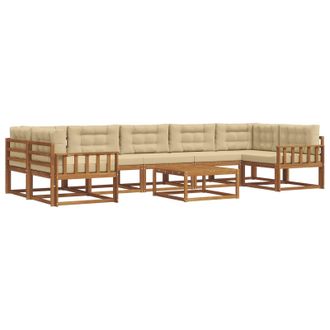vidaXL Conjunto De Sof&aacute;s De Exterior Con Coj&iacute;n 8 Pcs Natural Y Beige Vidaxl