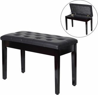 HOMCOM Homcom - Taburete de piano banco de teclado con espacio de almacenamiento bajo del asiento de cuero sint&eacute;tico 75x35x50 cm