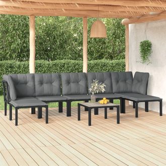 vidaXL Vidaxl - Juego De Muebles De Jard&iacute;n 8 Pzas Rat&aacute;n Sint&eacute;tico Negro Y Gris