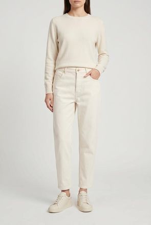 Brunello Cucinelli Off White Relaxed Cotton Trousers, Brand Size 44 (US Size 10)