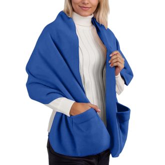 Generic Oversized Chunky Knit Wearable Shawl Blanket Scarf Poncho For All Season Warm Soft Comfortable Wrap Christmas Presents Her Thermal Women Mum Birthday 