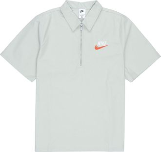 Nike Mens Nike Half Zipper Solid Color Short Sleeve Aqua Blue Polo Shirt DM5284-017