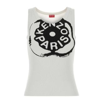 Kenzo Sleeveless Tops, female, White, Size: XS Boke Flower 2.0 Ribbed Tank Top
