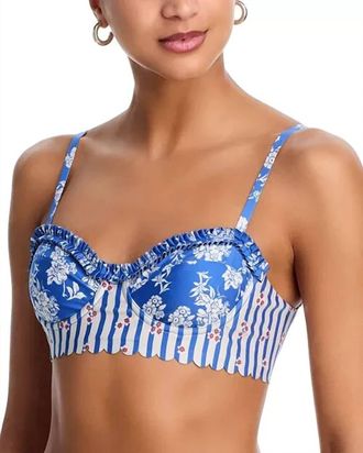 Agua Bendita Womens Inca Palacio Underwire Bikini Top In Blue Floral