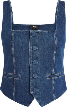 Paige Irene Shoulder-Straps Stretch-Denim Top Size XS