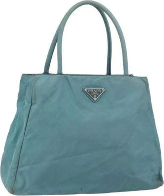 Prada Pre-owned Tote Bags, female, Blue, Size: ONE SIZE Pre-owned Vintage Nylon Tote