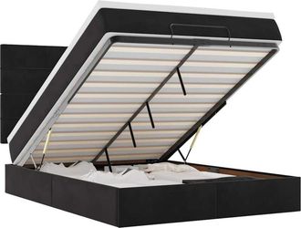 vidaXL Vidaxl - Estructura Cama Otomana Colchones Terciopelo Negro 140x200cm