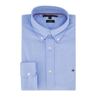 Tommy Hilfiger Shirt met Vlaggenborduring Regular Fit - Heren - Casual Overhemden - Blauw - S - Katoen - Overhemden