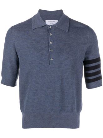 Thom Browne Polo con dettaglio a righe - Blu