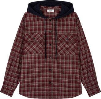 STUDIO TOMBOY Camicia a quadri con cappuccio - Rosso
