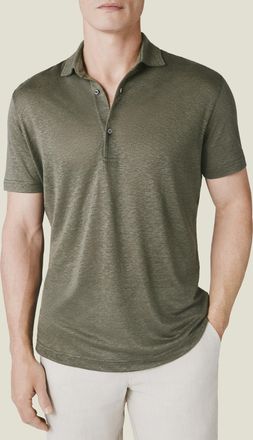 Luca Faloni Khaki Green Linen Jersey Elba Polo