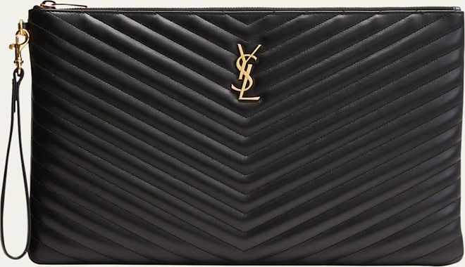 Cassandre YSL Monogram Large Pouch in Smooth Leather