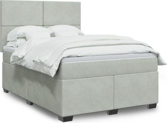 vidaXL Vidaxl - Cama Box Spring Con Colch&oacute;n Terciopelo Gris Claro 140x200 Cm