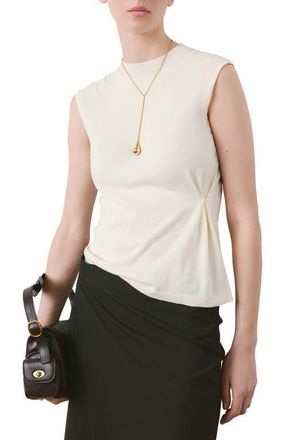 Mango Side Gather Mock Neck Sweater Vest in Ecru at Nordstrom, Size Xx-Small