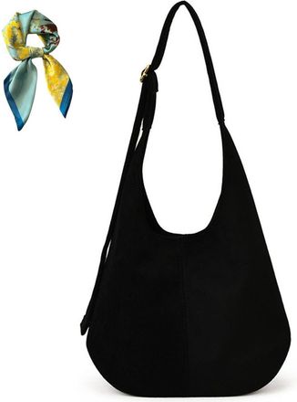 Generic Women Simple Commute Underarm Suede Purse,Brown Slouchy Hobo Shoulder Bags,Trendy Fall Crossbody Bag Travel Work (Black)