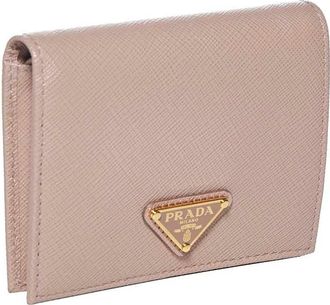 Prada Womens Wallet Saffiano Leather Pink Calf & Purses