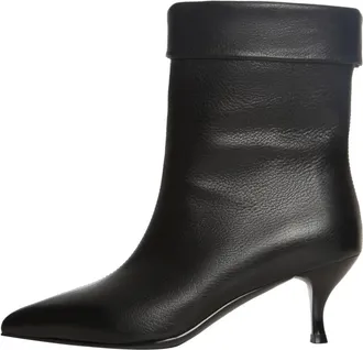Cesare Gaspari Schoenen, Dames, Zwart, 38 EU, Leer, Puntige Kitten Enkellaarsjes