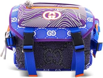 Gucci Buckle Flap Chest Strap GG Fabric with Rubber backpack - Blu