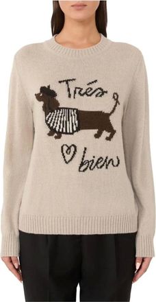 Max Mara Dames, Truien, Beige, Maat: L Wol