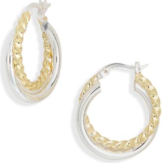 Argento Vivo Double Twisted Hoop Earrings in Gold/Silver at Nordstrom Rack