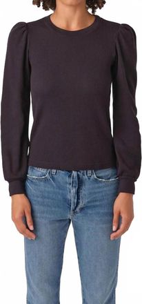 Amo Girly Thermal Long Sleeve Top In Vintage Black