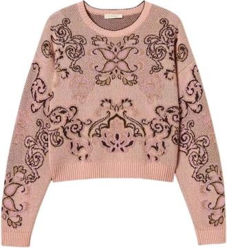 Twinset Maglia - Dames - Ronde hals truien - Roze - S - Wol - Truien & Vesten