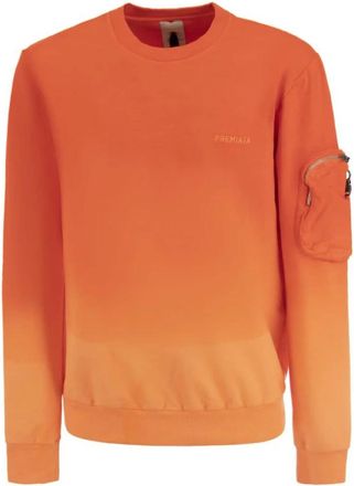 Premiata Logo Arm Pocket Cross-Neck Sweatshirt - Heren - Sweatshirts - Oranje - M - Katoen - Hoodies & sweatvesten