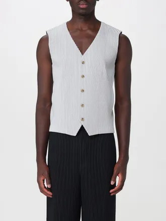 Homme Pliss&eacute; Issey Miyake Gilet sartoriale plissettato Homme Pliss&eacute; Issey Miyake slim fit con scollo a V