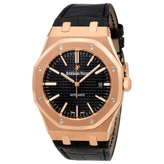 Audemars Piguet Pre-owned Audemars Piguet Royal Oak Black Grande Tapisserie Dial Mens Watch 15400OR.OO.D002CR.01