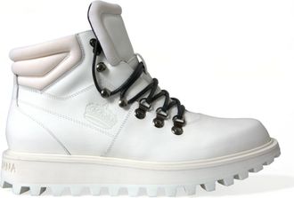 Dolce & Gabbana Mens Hightop Leather Bootsmodellaceup - White - Size 40.5 EU/IT