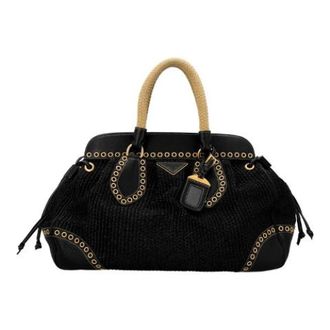 Prada Pre-owned Handbags, female, Black, Size: ONE SIZE Pre-owned Raffia Handbag