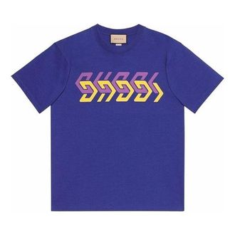 Gucci Geometric Block Logo T-Shirt Blue 616036-XJDV9-4120