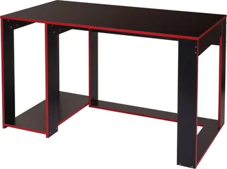 Hhg Hhg - Nunca Usado] Escritorio 834, Escritorio De Ordenador, Escritorio De Oficina, 120x60x76cm, Negro-rojo