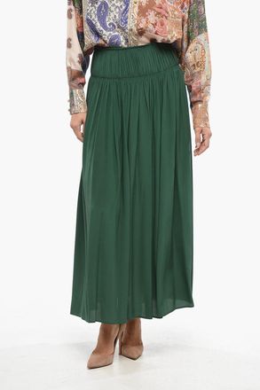 Chlo&eacute; Maxi Gonna Svasata a Pieghe in Seta Chloe
